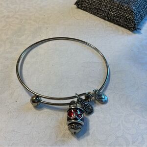 Bella Perlina Brand Silvertone Charm Bangle Bracelet in “Engagement Ring” Charm